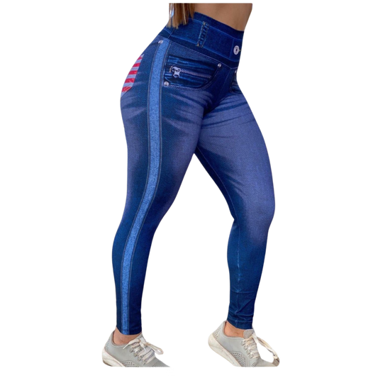 Patriotic Denim Leggings - One Size (Fits 0-12 US)